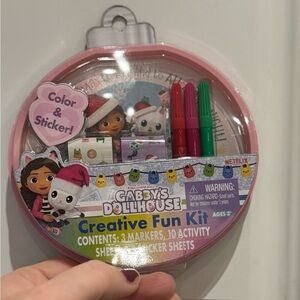 Gabby’s Dollhouse Creative Fun Kit- 3 Markers 10 Activity Sheets 2 Sticker Sheet